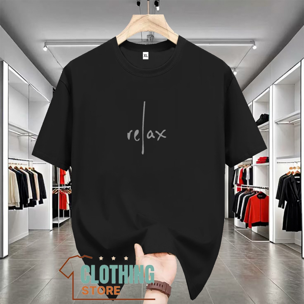 xBaju Kaos Distro  Rel4x Text Silver DQuality Kaos T-Shrit Lengan Pendek Premium Unisex Bahan Katun 