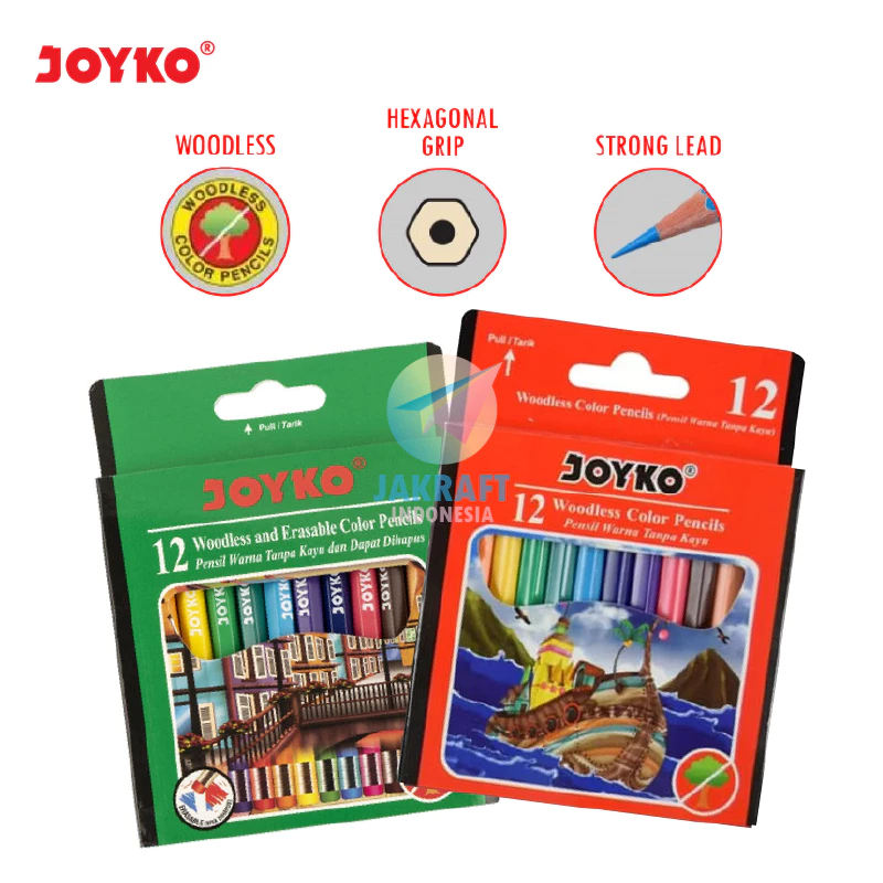 

(12 Pcs) Set Pensil Warna Pendek 12 Warna JOYKO Color Pencil CP-102 / CP-107 High Quality Color