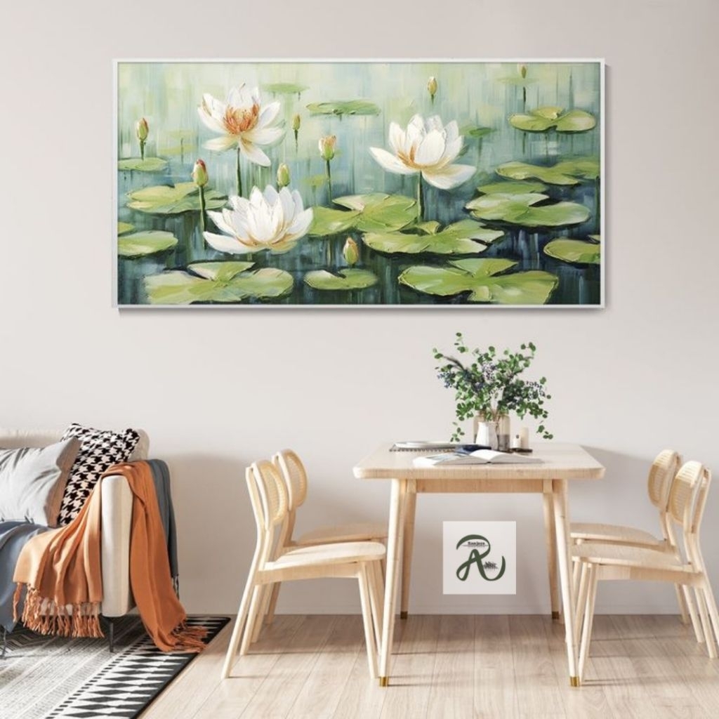 Lukisan bunga teratai cantik