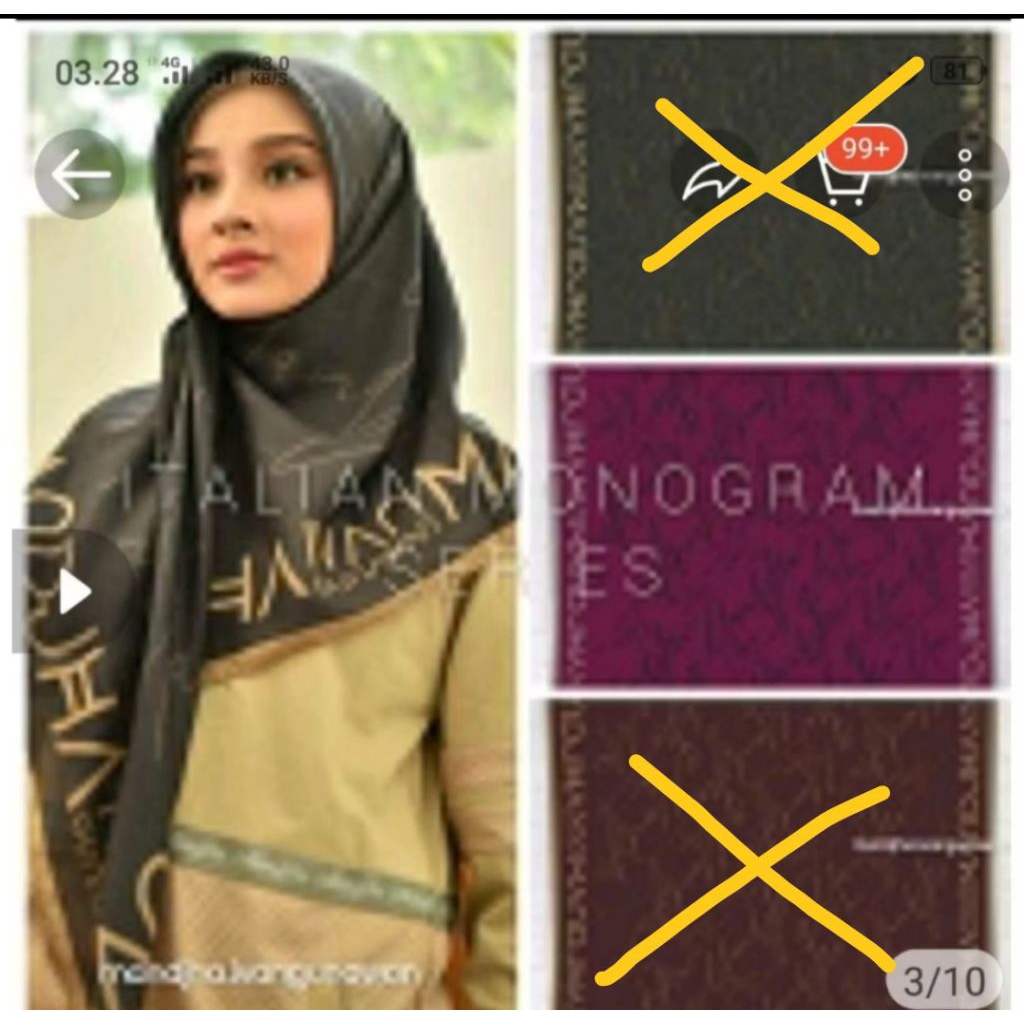 Mandjha HIJAB Ivan Gunawan Fashion Scarf Original Italian Monogram PINK FUSCHIA UNGU,Ready Istanbul,