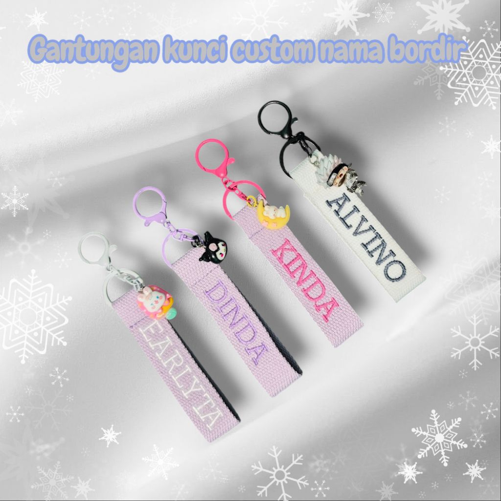 Gantungan nama custom bordir/keychain/tag bag