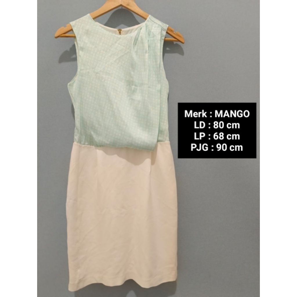 Dress Kasual Biru Putih Mango Preloved