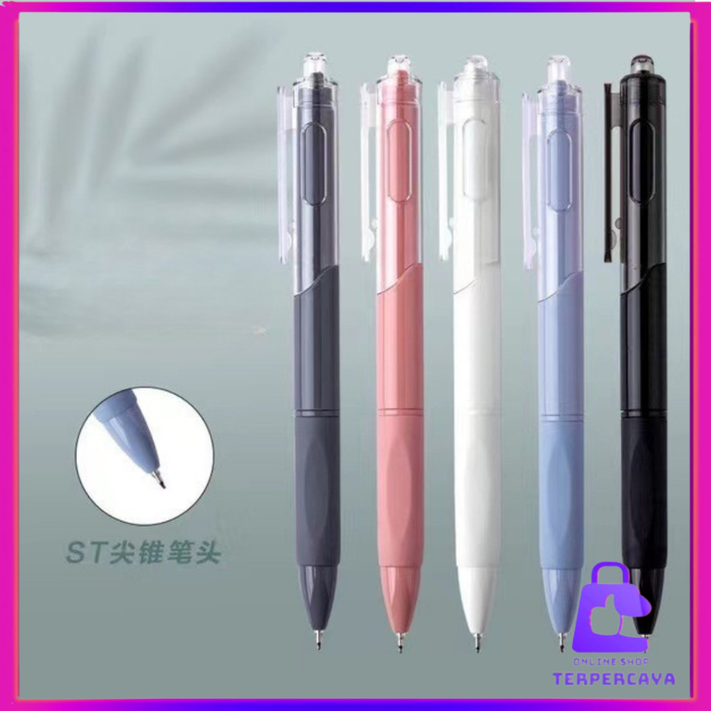 

OST Pulpen Gel Retractable 0.5mm Pena Cetekan Warna Polos Tinta Hitam Pena Aesthetic Cepat Kering Pen Tinta Gel Mekanik Ujung Lancip Bolpoin Cetek Alat Tulis Kantor Cute Ballpoint School Stationery ATK Murah