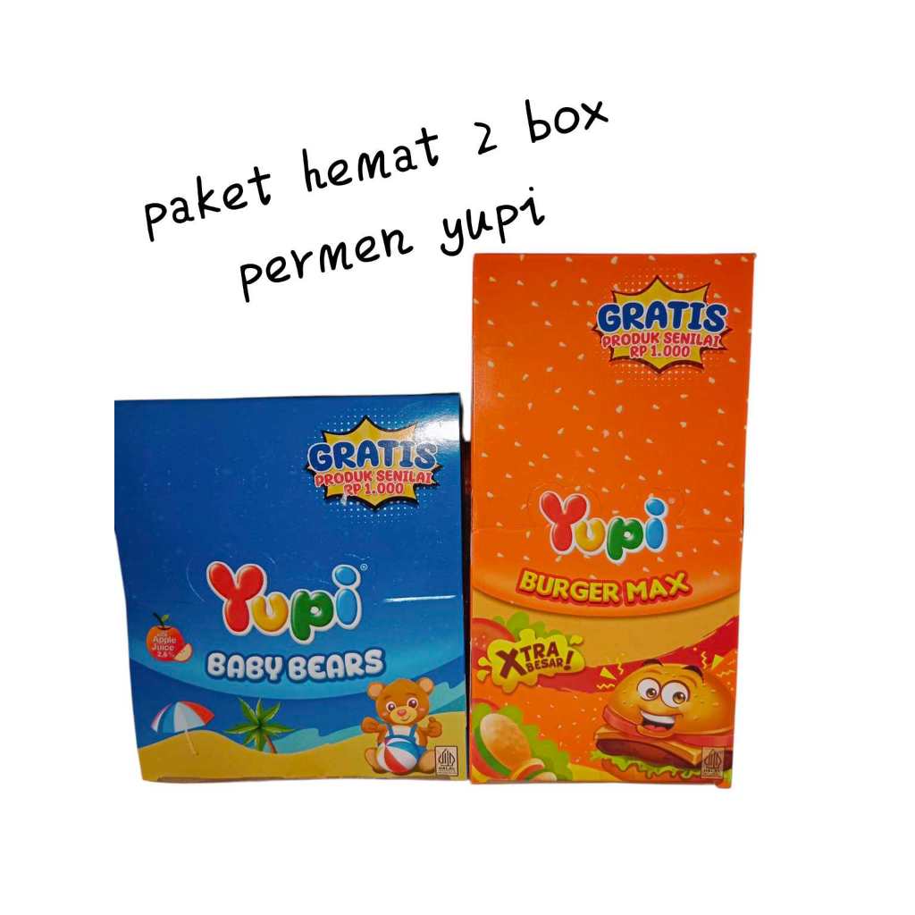 

Paket 2 box permen yupi Baby Bear & Burger max