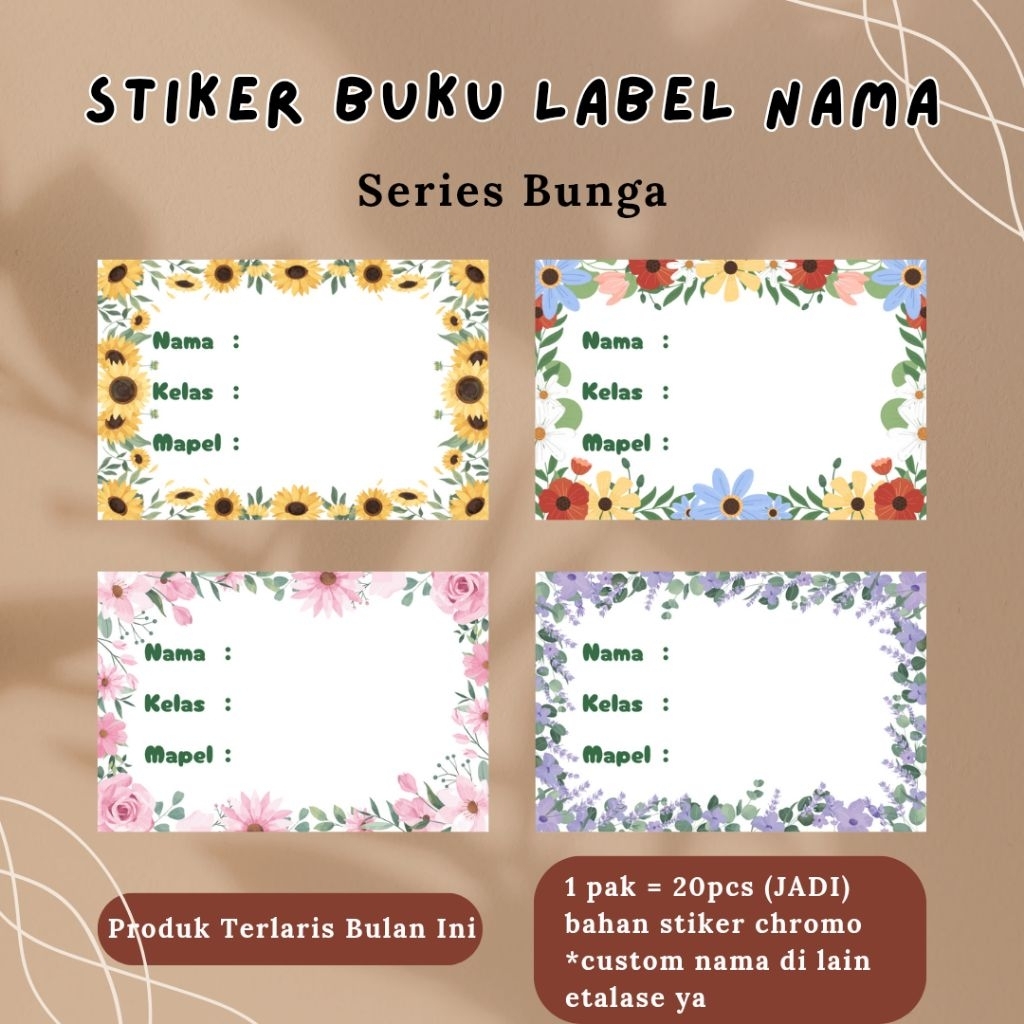 

TERBARU STIKER BUKU LABEL NAMA SERIES BUNGA TERLARIS