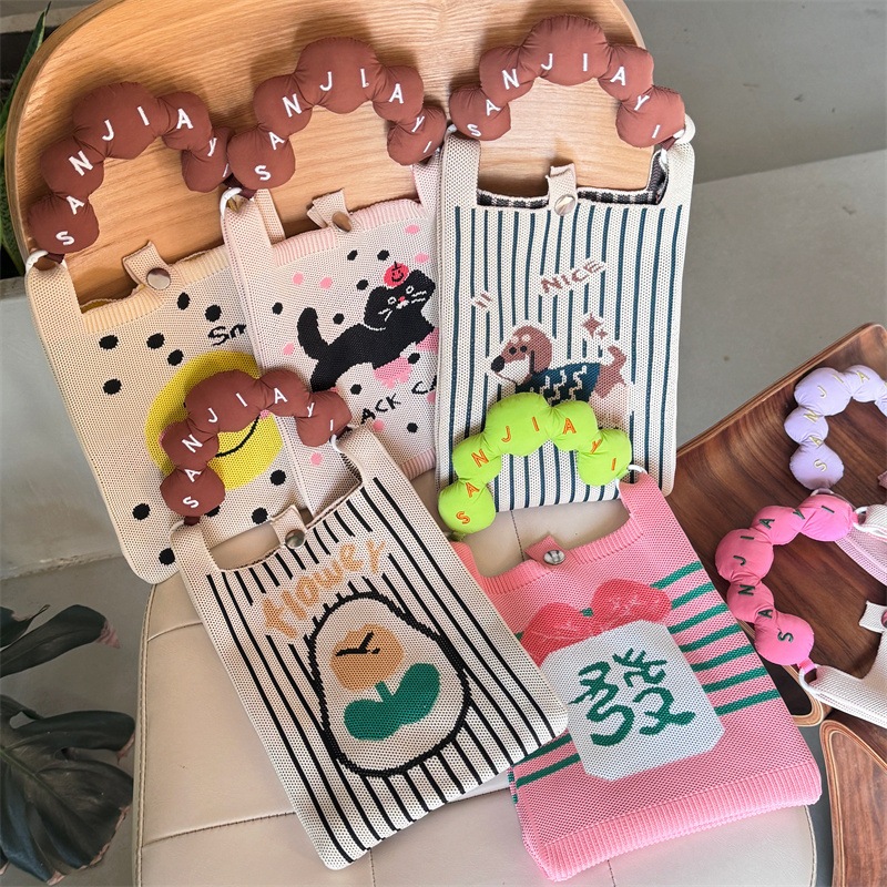 AKC - Tas Selempang Rajut Knitted Mini Bag Korea / Tas HP Rajut Mini / Tas Fashion Korea Wanita Keki