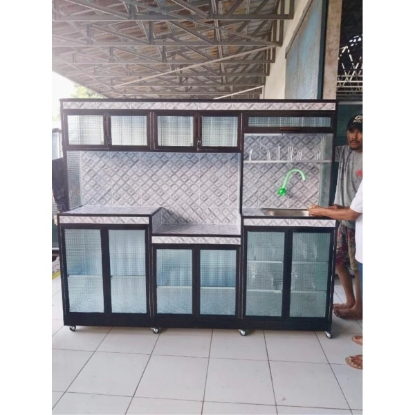 Kitchen set 6 pintu full alumunium/rak piring 6 pintu/rak wastafel/rak kompor/kitchen set anti karat