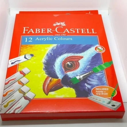 

Faber Castell acrylic colour paint 12 warna cat Akrilik cet Ori 100% Original Asli Authentic