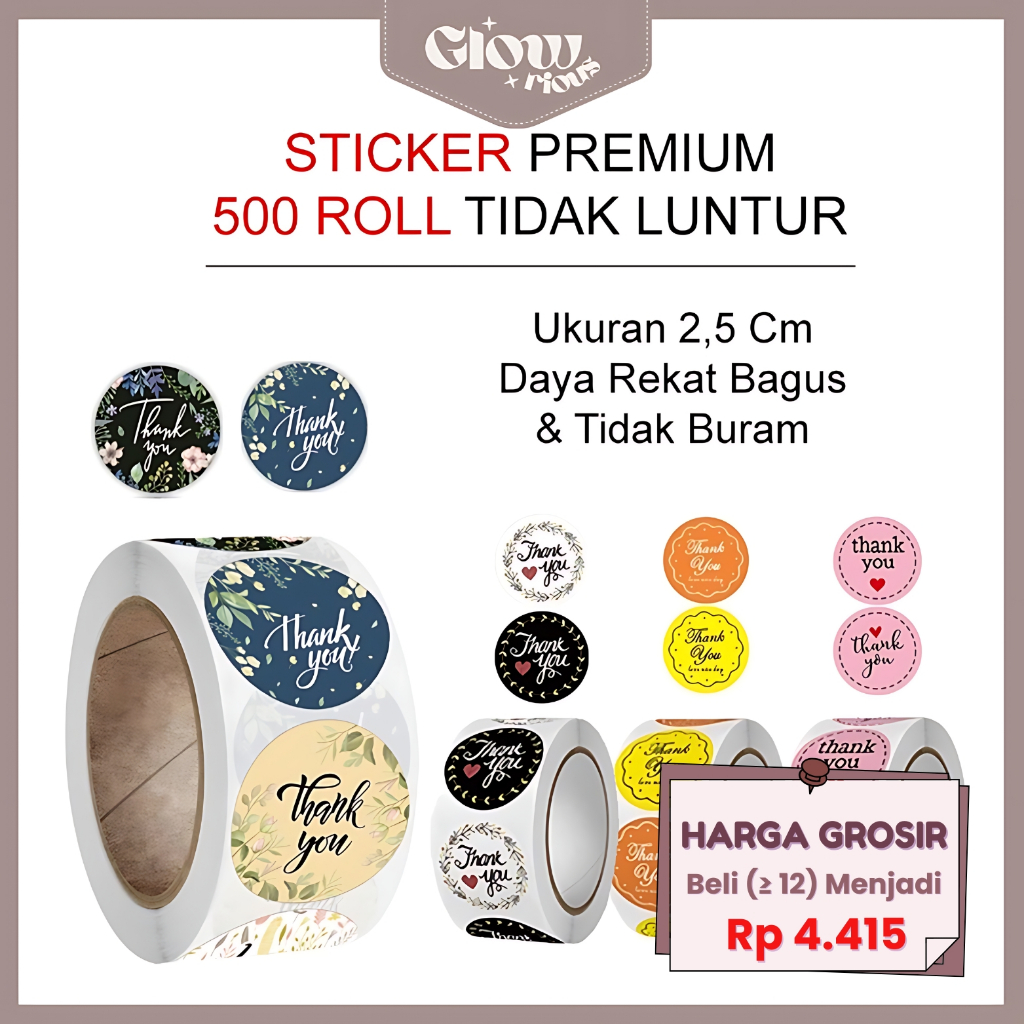 

GR Stiker Label Roll Thank You 500 Pcs 2,5 CM / Stiker Label Terima Kasih Cocok Untuk Usaha Makanan