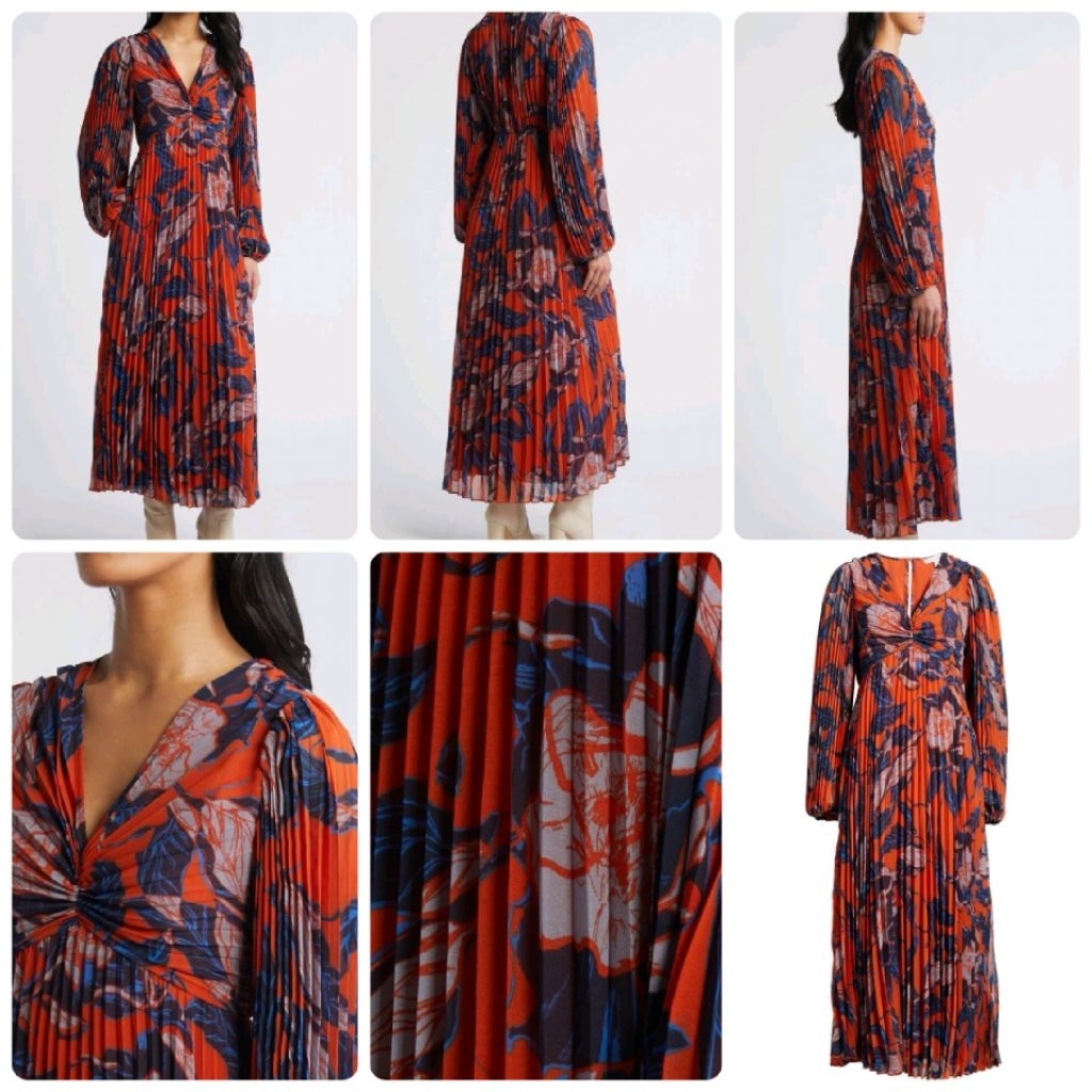 C*nsenns* lilac dress/ Ch*sea28 floral pleated longsleeve maxy dress dress hijab wanita dress pesta 