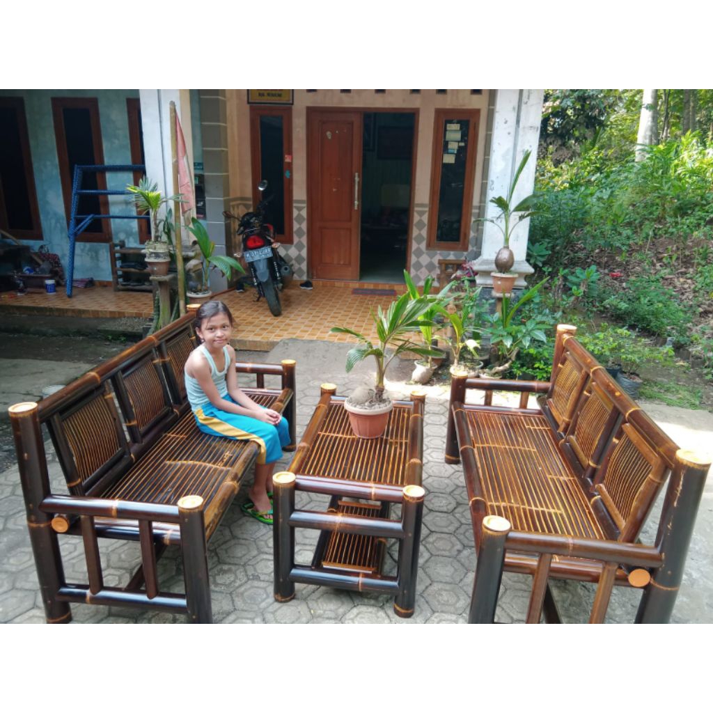 kursi bambu 1 set