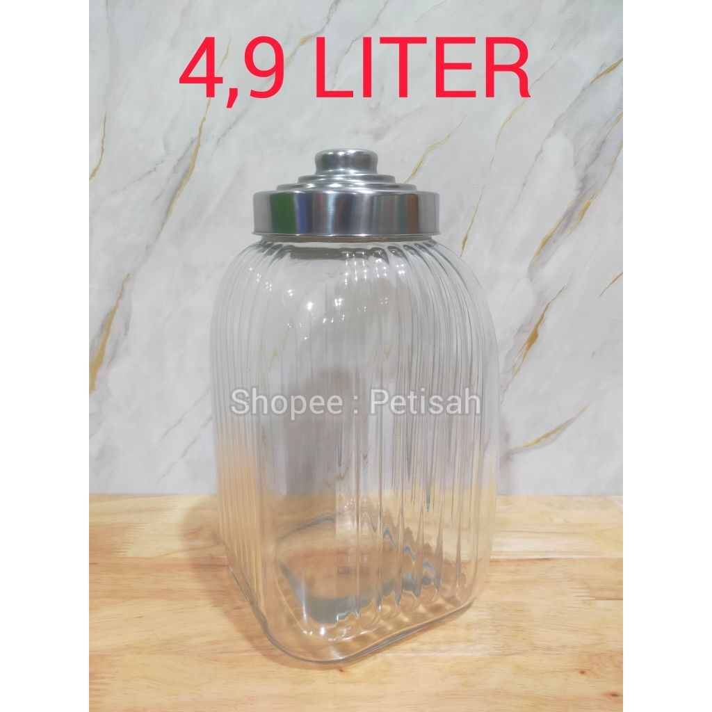 Toples Kaca 4,9 Liter / Toples Kombucha /  Toples Kaca Makanan / Toples Kaca / Toples Kaca Tutup Dra