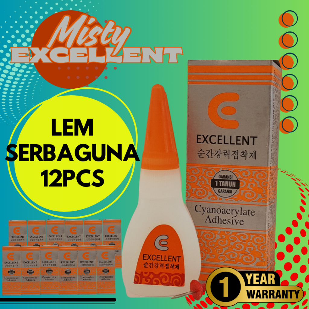 Misty Excellent 12 Pcs Cyanoacrylate Adhesive Lem Cair Serbaguna Kuat dan Merekat