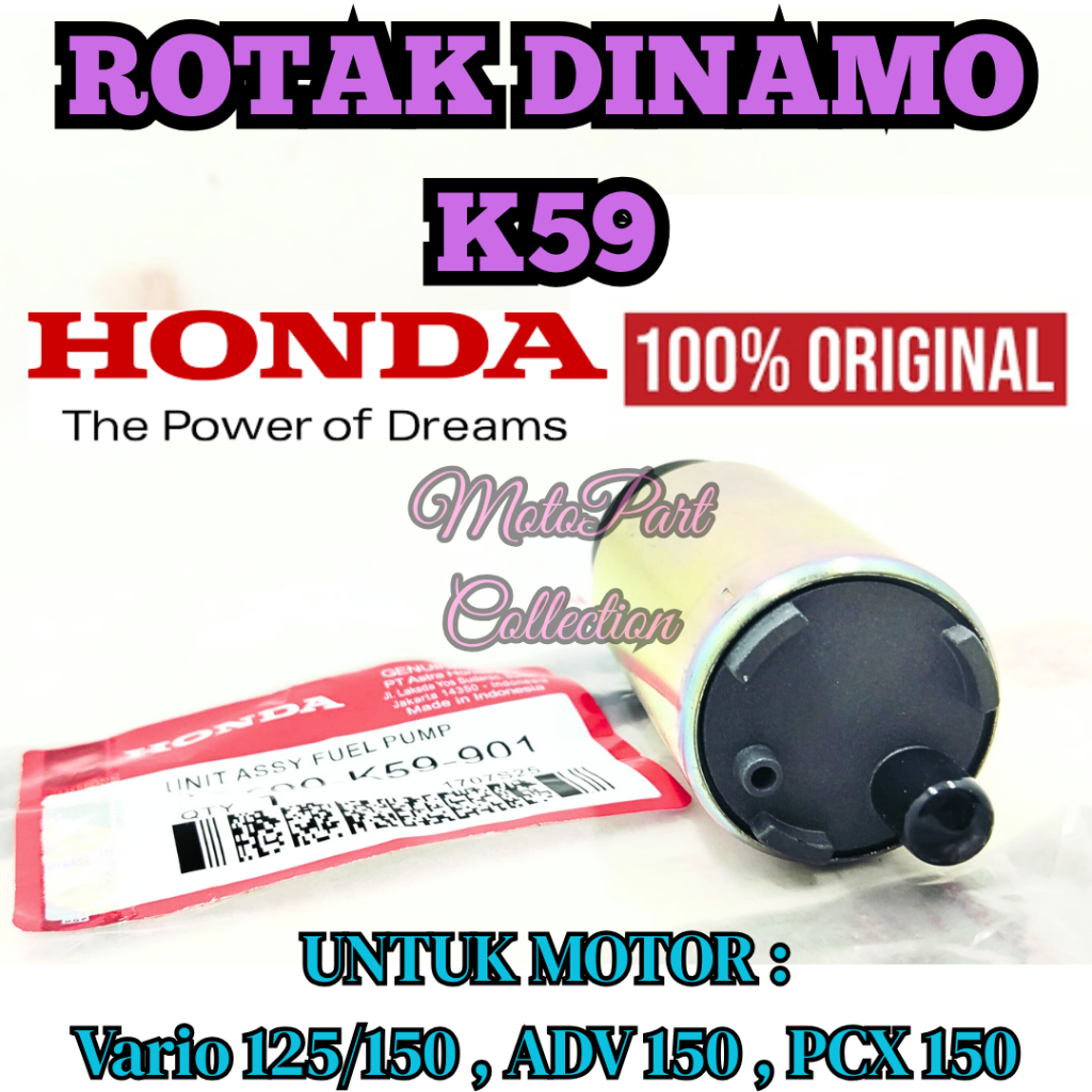 ROTAK KODE-K59 ORI AHM HONDA Vario125/150,ADV 150,PCX 150 INJEKSI FUEL PUMP KUALITAS ASLI ORI