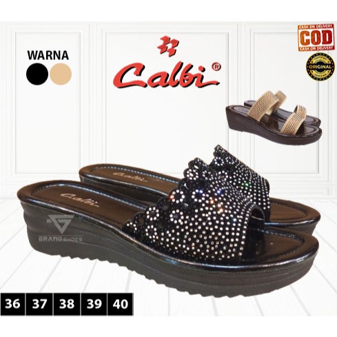 Calbi Sandal Sendal Wedges Selop Slide Casual kasual Pesta Perempuan wanita original