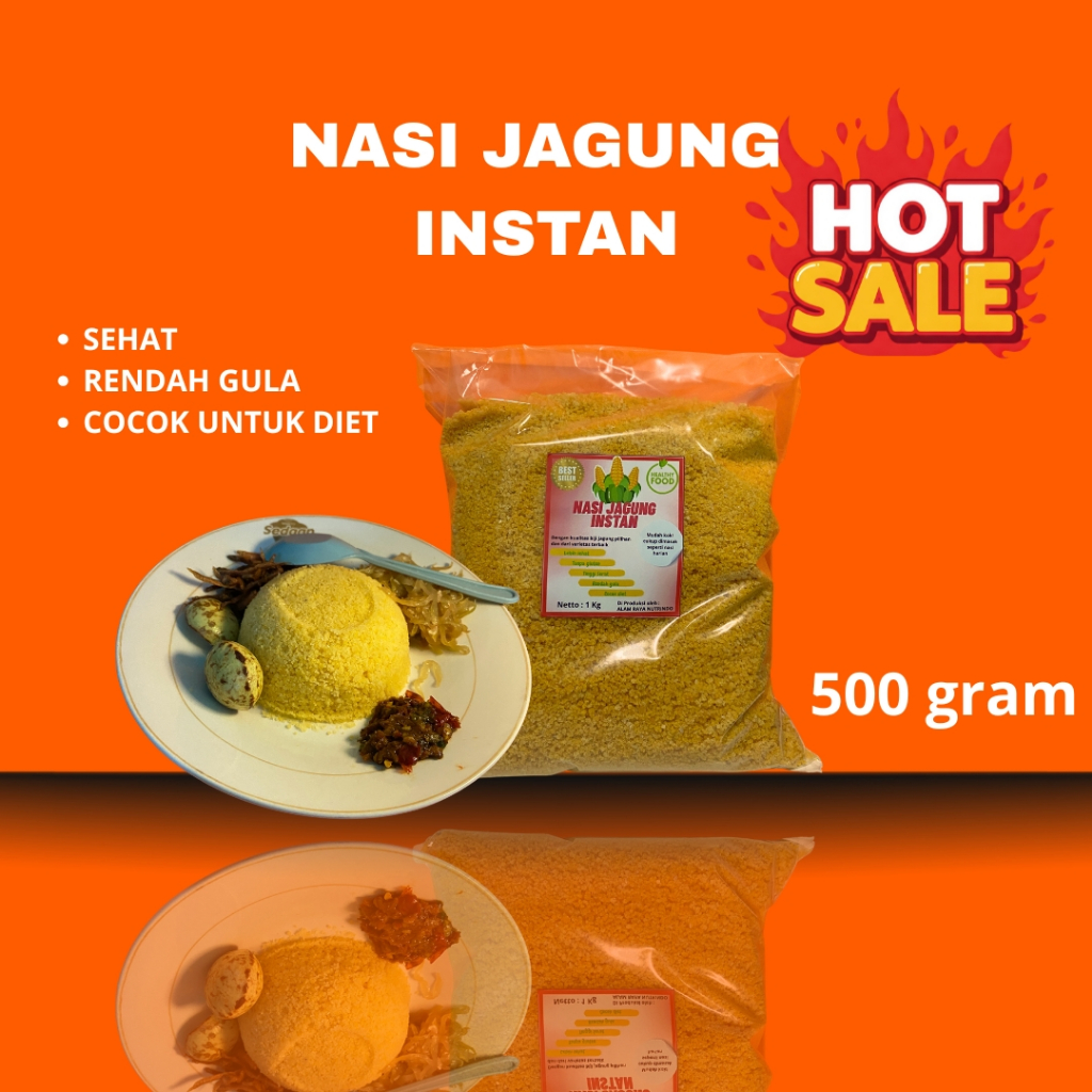 

Nasi Jagung Instan Premium - Sehat, Praktis, Rendah Gula 500 gram