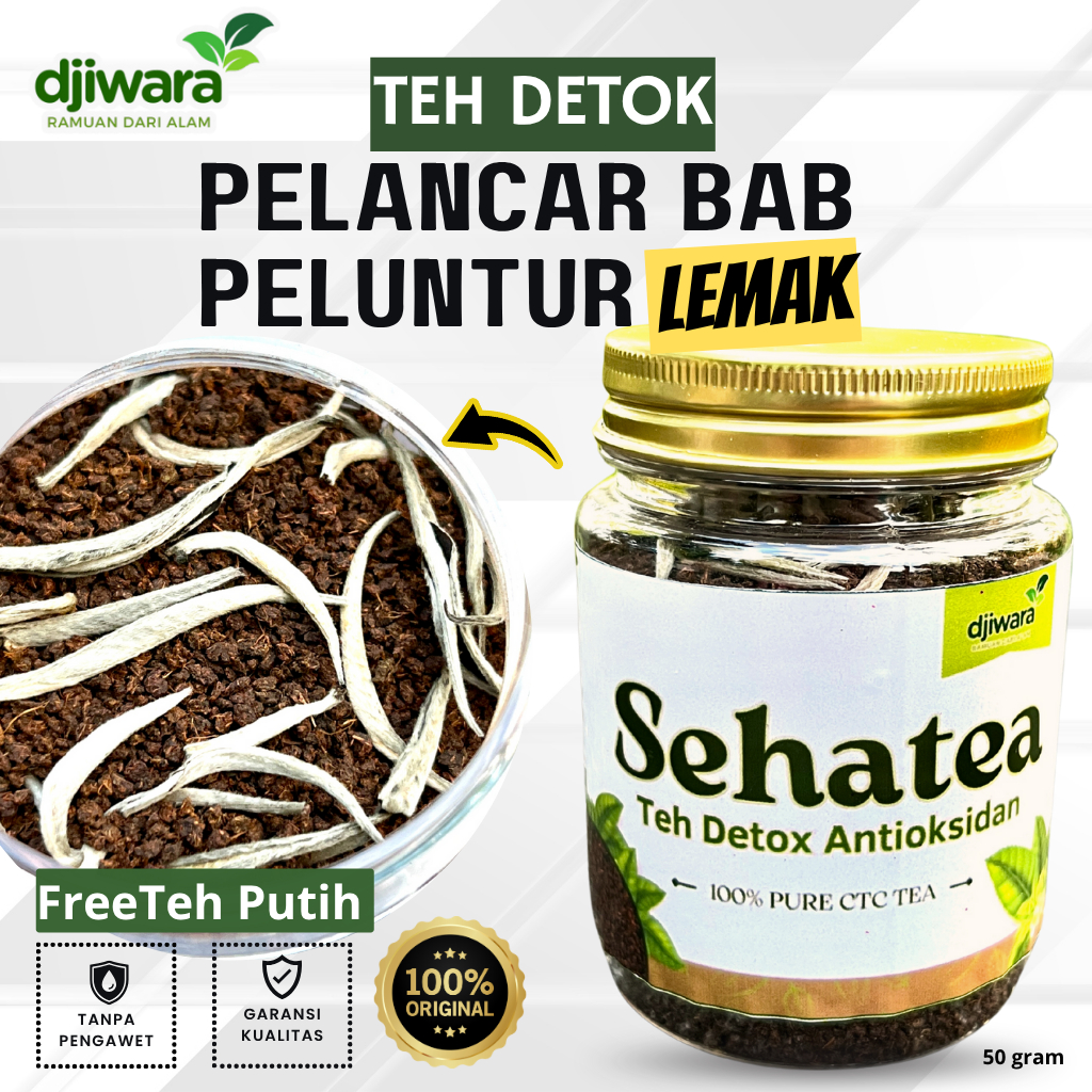 

Djiwara Sehatea - Teh Detox Herbal | Kaya Antioksidan & membersihkan racun ditubuh, Pelancar BAB