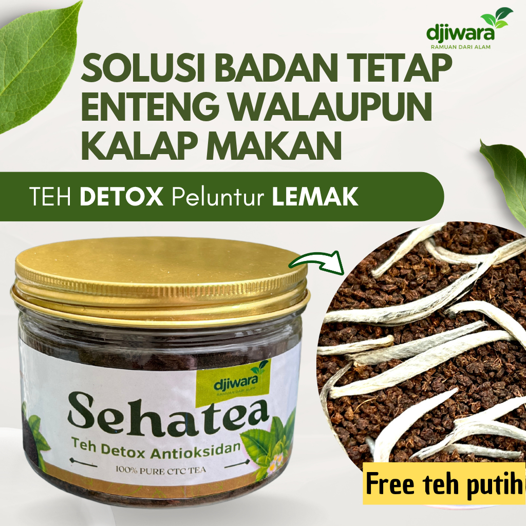 

Djiwara Sehatea - Teh Detok Alami | Kaya Antioksidan Pembersih racun, Pelancar BAB, Bebas Pegal
