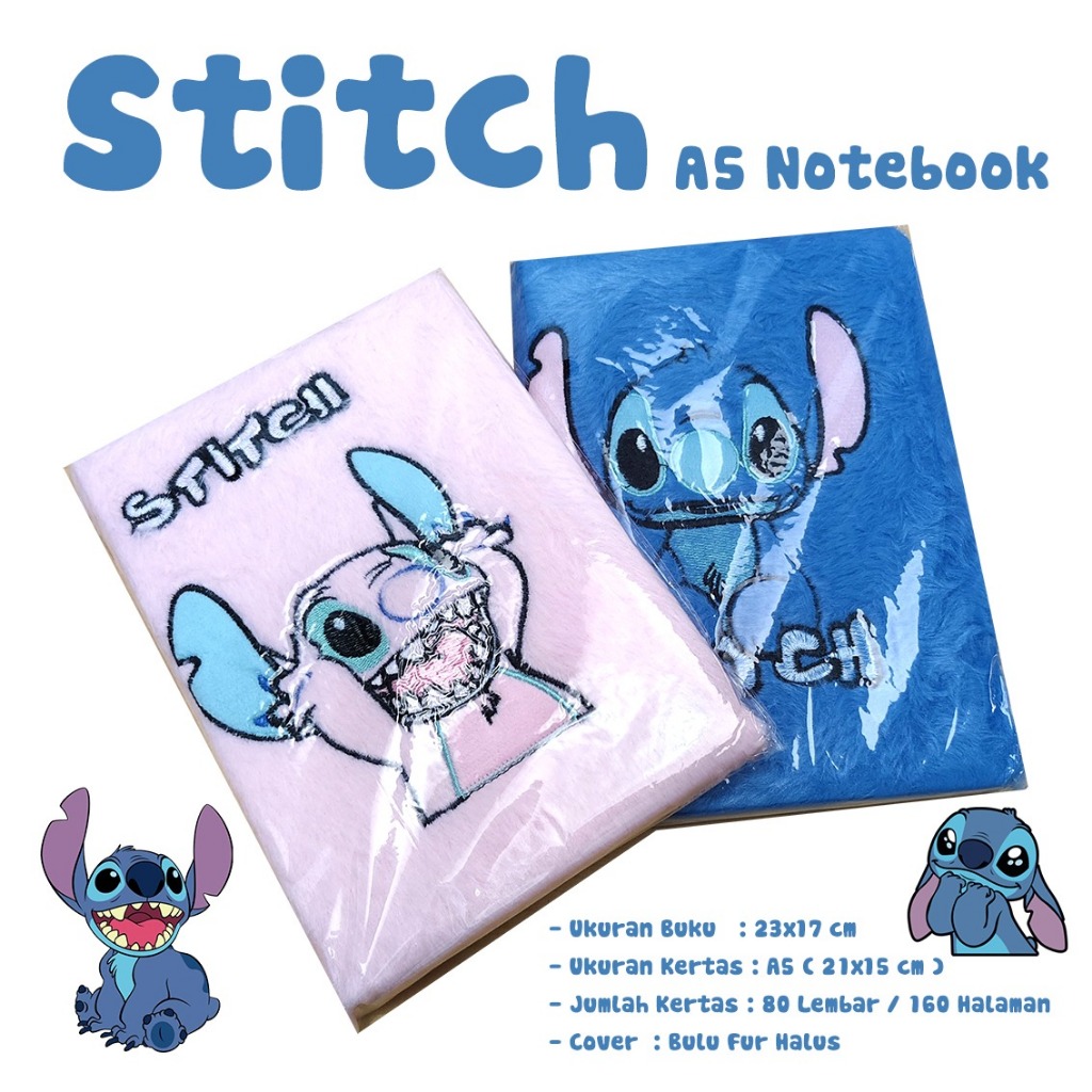 

STITCH BOOK Notebook Stitch Bulu Halus, Lucu & Menggemaskan, diary Book A5, buku tulis anak sekolah