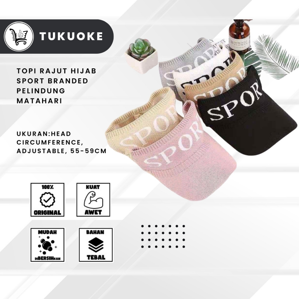 Topi Rajut Hijab Sport Branded Pelindung Matahari Bahan Korea Musim Panas Topi Fashion Topi Jilbab