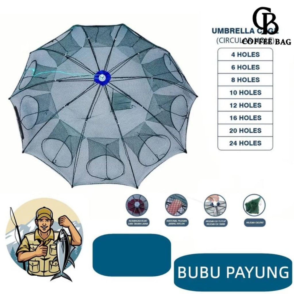 [CB] Perangkap BUBU PAYUNG 4-24 Lubang Alat Jaring Perangkap Ikan / Bubu jala Ikan-YW-4-24