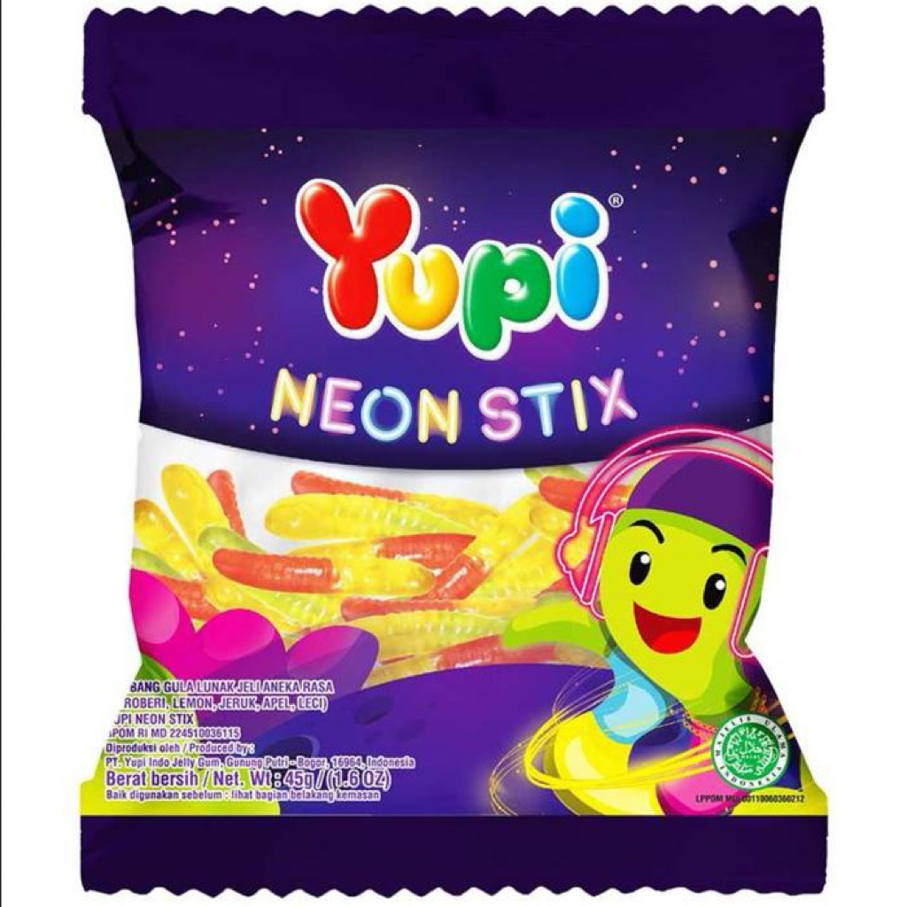 

YUPI CANDY GUMMY NEON STIX PCK 45g
