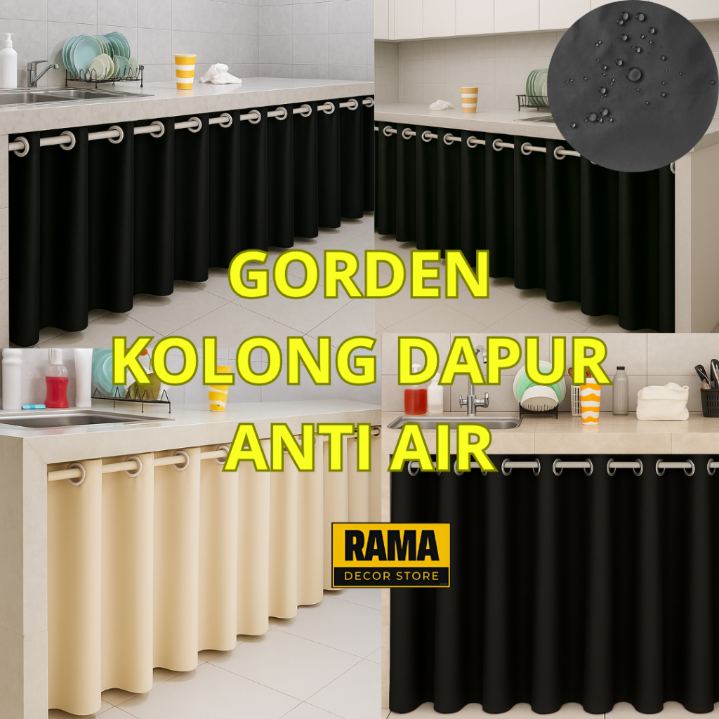Gorden Kolong Dapur Waterproof Ring Semokring Polos Bahan Kain Oskar 12 Gelombang