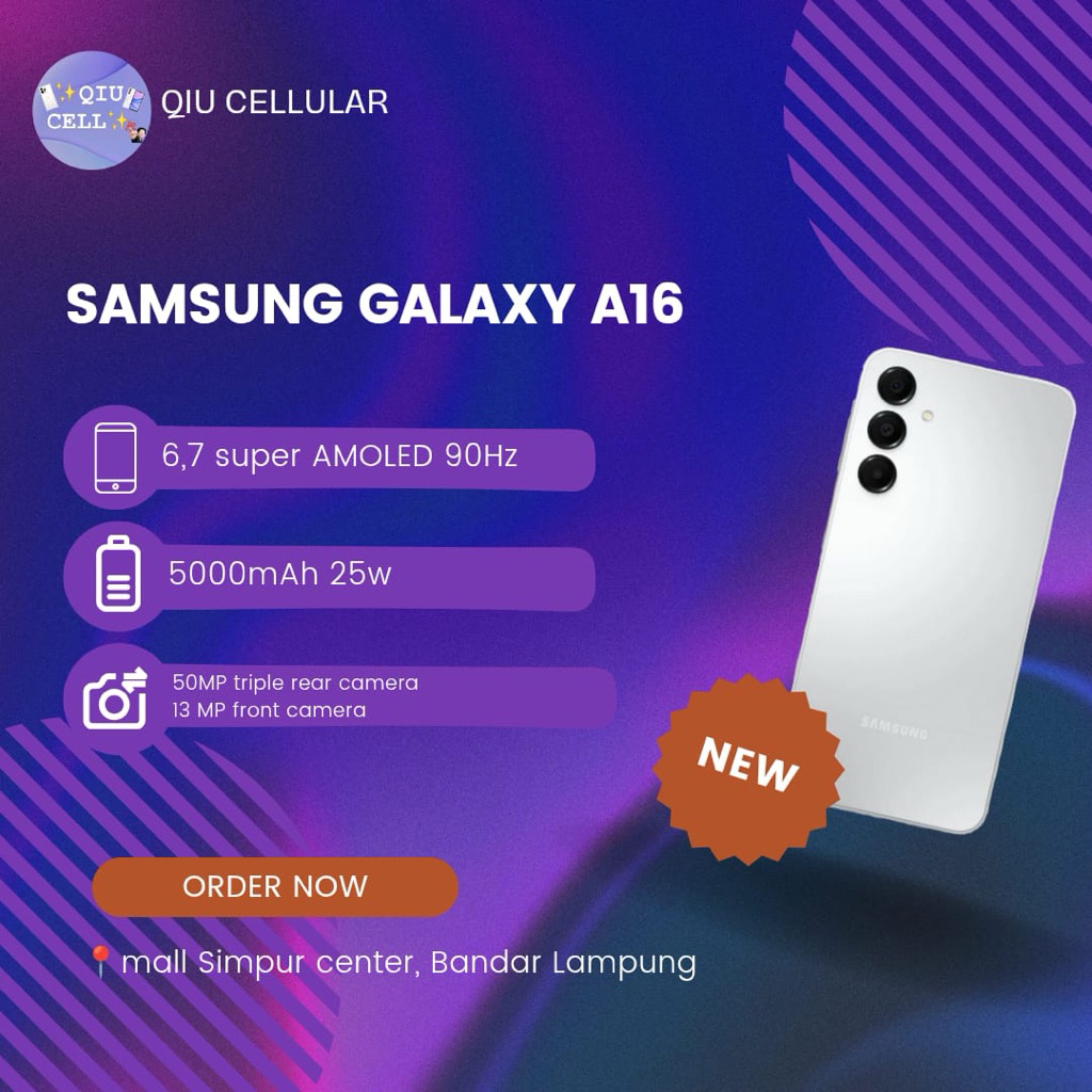 SAMSUNG A16 ram8/128 , ram 8/256 BARU BERGARANSI RESMI IMEI TERDAFTAR