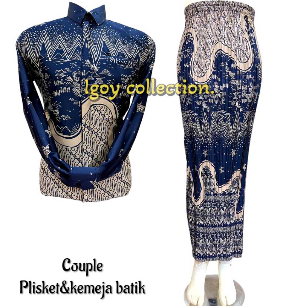 SET COUPLE KEMEJA BATIK ROK PLISKET / COUPLE BATIK / KEMEJA BATIK COUPLE ROK / COUPLE
