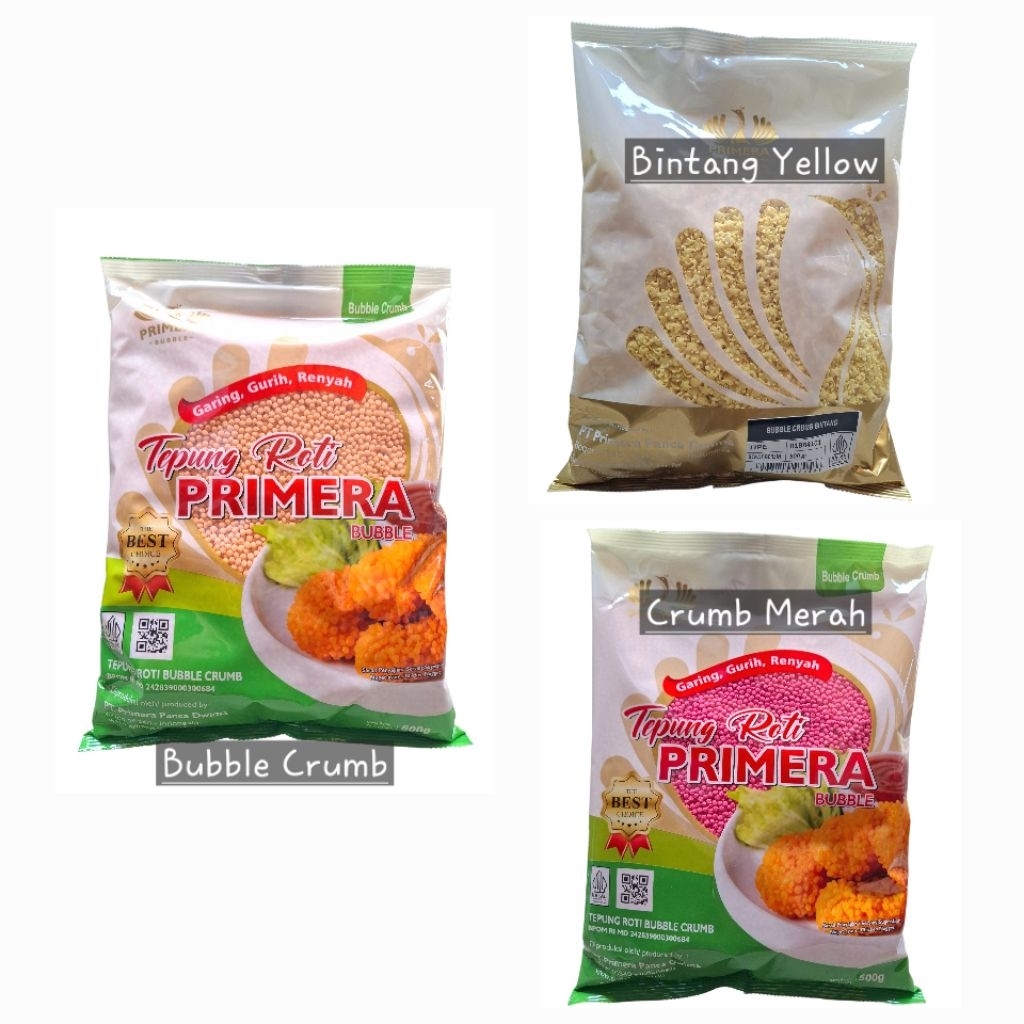 

PRIMERA TEPUNG ROTI BUBBLE CRUMBS | BINTANG YELLOW | CRUMBS MERAH 200GR/500GR
