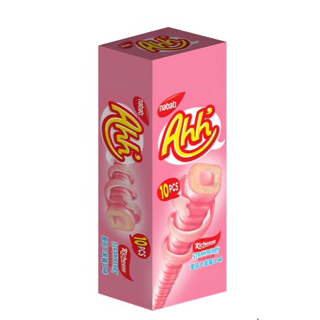 

Nabati Ahh Stroberi 30g Box (isi 10pcs) - Wafer Stik Salut Krim Stroberi