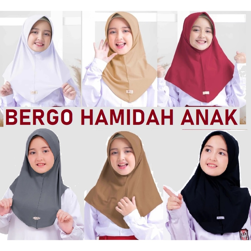 Hijab Instan Anak Kerudung Sekolah Anak SD Bergo Anak 4 - 10 Tahun Jilbab pet jersey Bergo Hamidah P