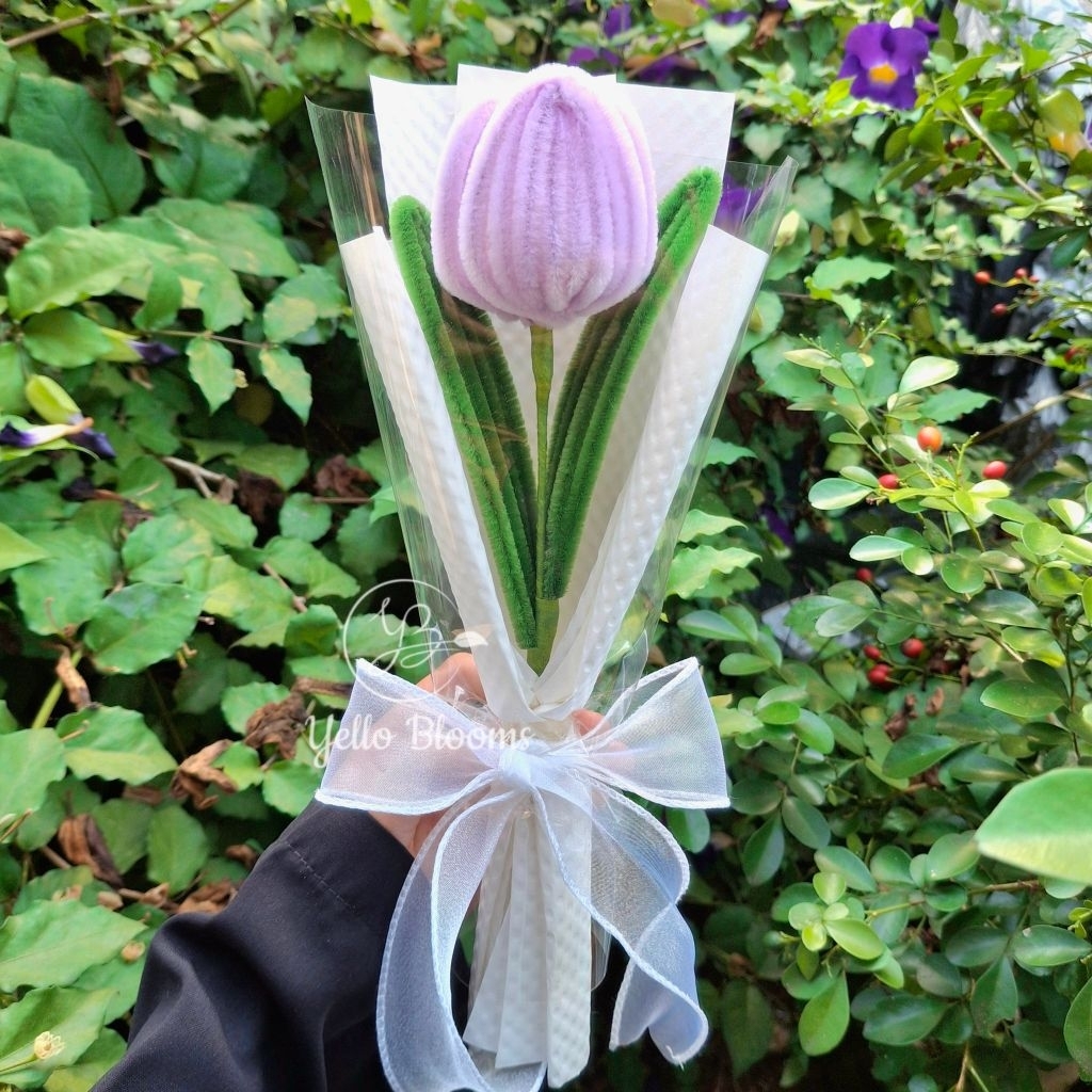 Bouquet Bunga Tulip dari Kawat Bulu || Single Bouquet Tulip Pipe Cleaner | Bunga artificial | bouque