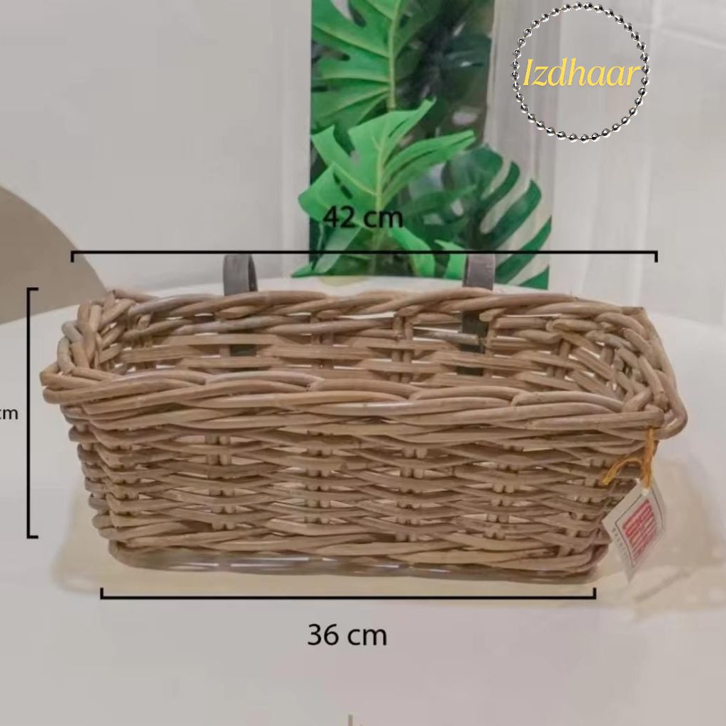 Pot Gantung Persegi Panjang Rotan Alami