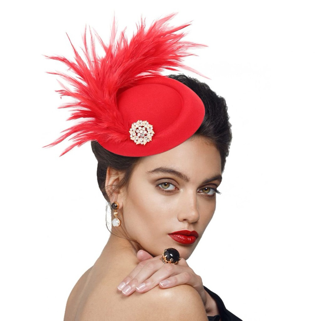 Red feather fascinator