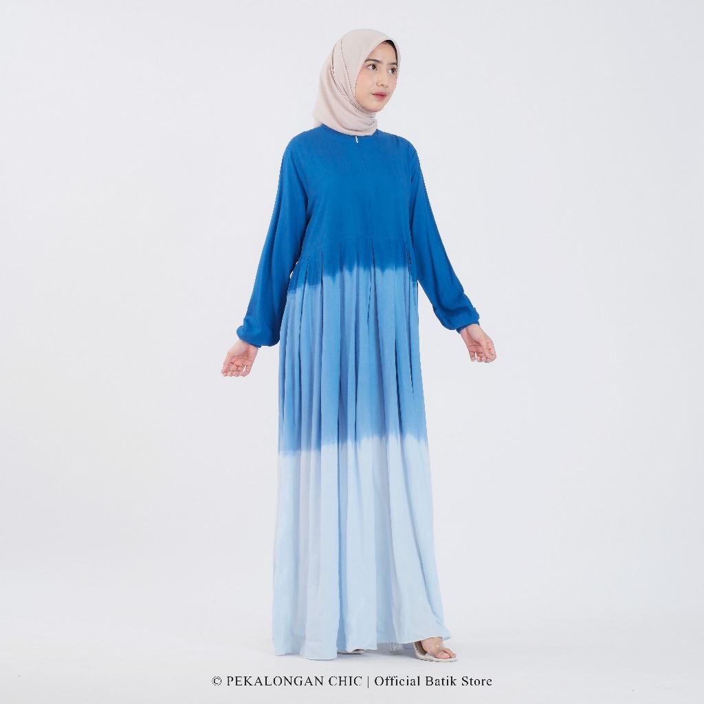 GAMIS GRADASI BIRU TERBARU BAHAN RAYON PREMIUM TEBAL / BAJU GAMIS / GAMIS WANITA / GAMIS PEKALONGAN 