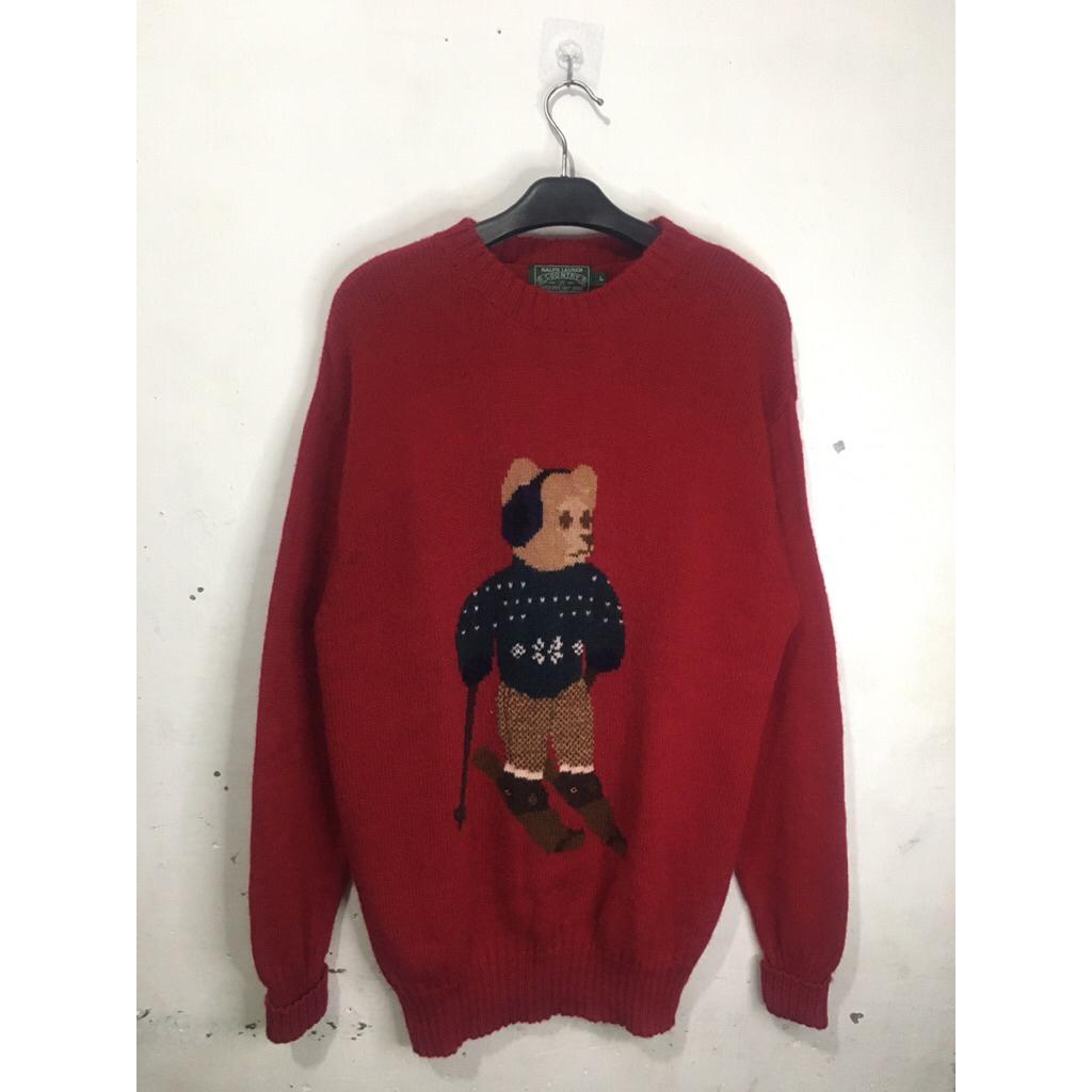 RARE Vintage Knit Polo Ralph Lauren Ski Bear Sweater