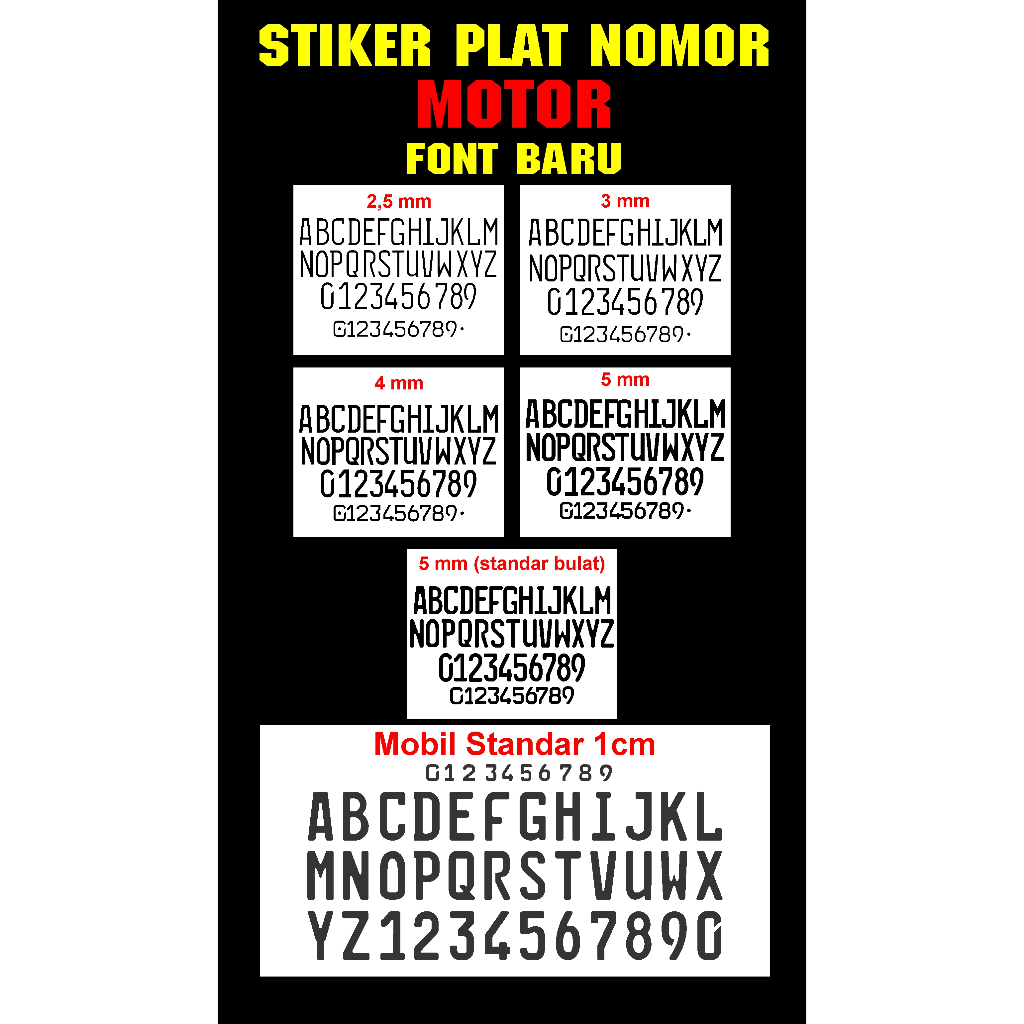 Paket Usaha Cutting Sticker Plat Nomor Motor/Mobil Font Baru Lengkap Murah Rapi Standar Samsat harga