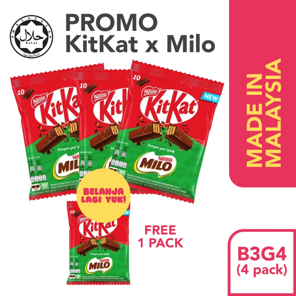 

KIT KAT Milk Chocolate MILO / Coklat KitKat IMPORT MALAYSIA (12pcs)