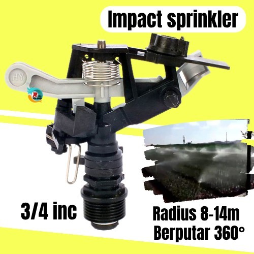 Impact Sprinkler Pertanian Sprinkler Putar Taman Kebun 3/4 " Penyiraman tanaman