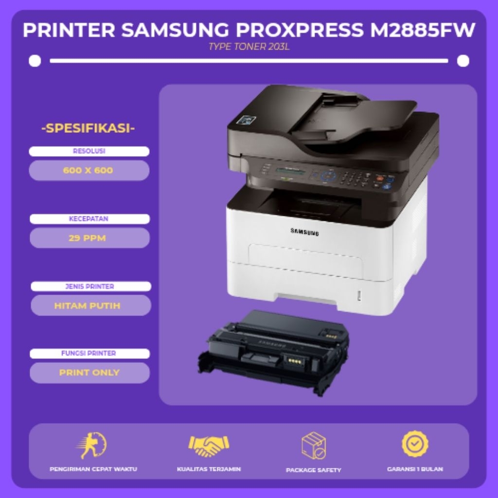 Samsung Printer ProXpress M2885FW - Mesin Cetak dan Fotocopy Berwarna Hitam Putih