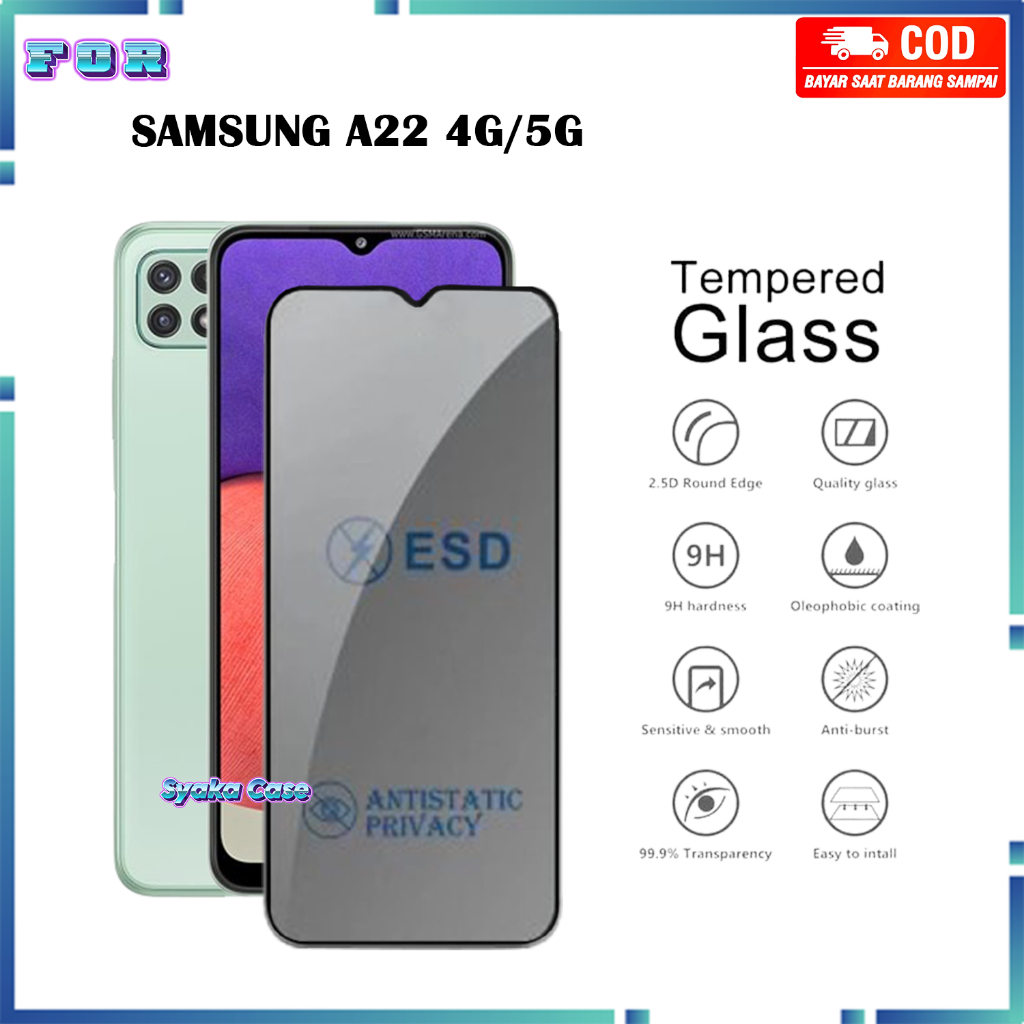 Tempered Glass Samsung Galaxy A22 A22 5G Anti Gores Kaca Spy Pelindung Layar Screen Protector