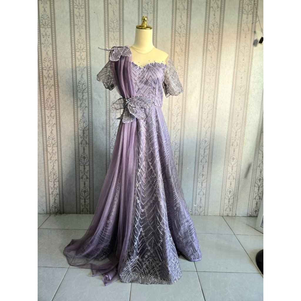 Ready stock gaun pesta tile spingle / baju mama pengantin / dress bridesmaids