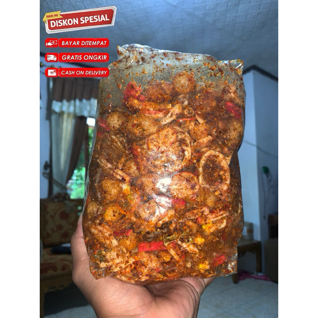 

VIRAL 1 KG SEBLAK KERING MIX CAMPUR PEDAS DAUN JERUK TERMURAH