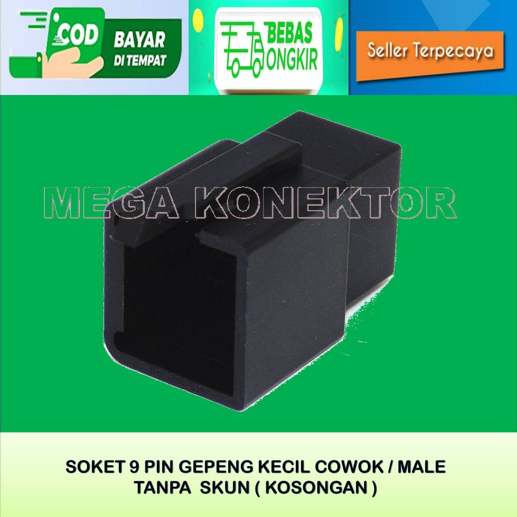 SOKET KABEL MOTOR 9 PIN KECIL  MALE HITAM KOSONGAN -SOKET–SOKET KABEL–9 PIN- SOKET–SOKET 9 PIN NYLON