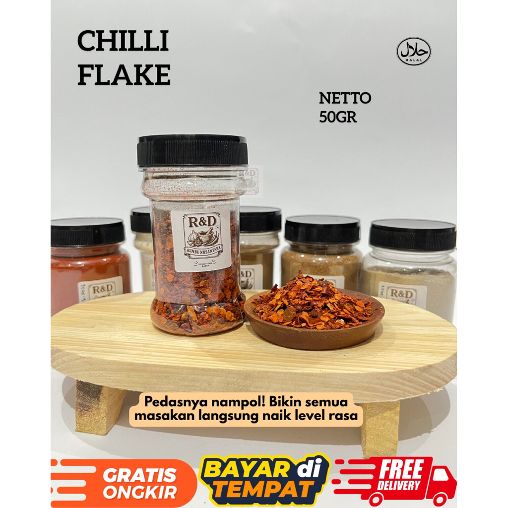 

Cabe bubuk kasar - Chili Flakes Murni Asli Cabe 100%