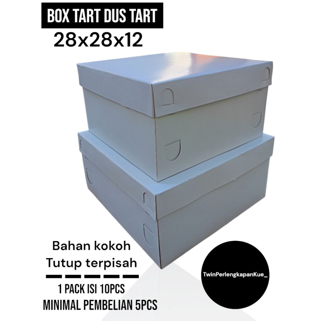Dus Tart Box Tart Duplex Tutup Pisah 350 Gsm 28x28x12