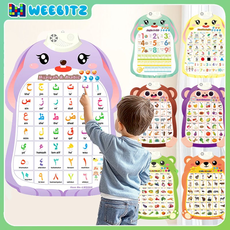 Weebitz Poster Edukasi Suara Anak Bahasa Indonesia Inggris Bermain Sambil Belajar Buah & Sayur