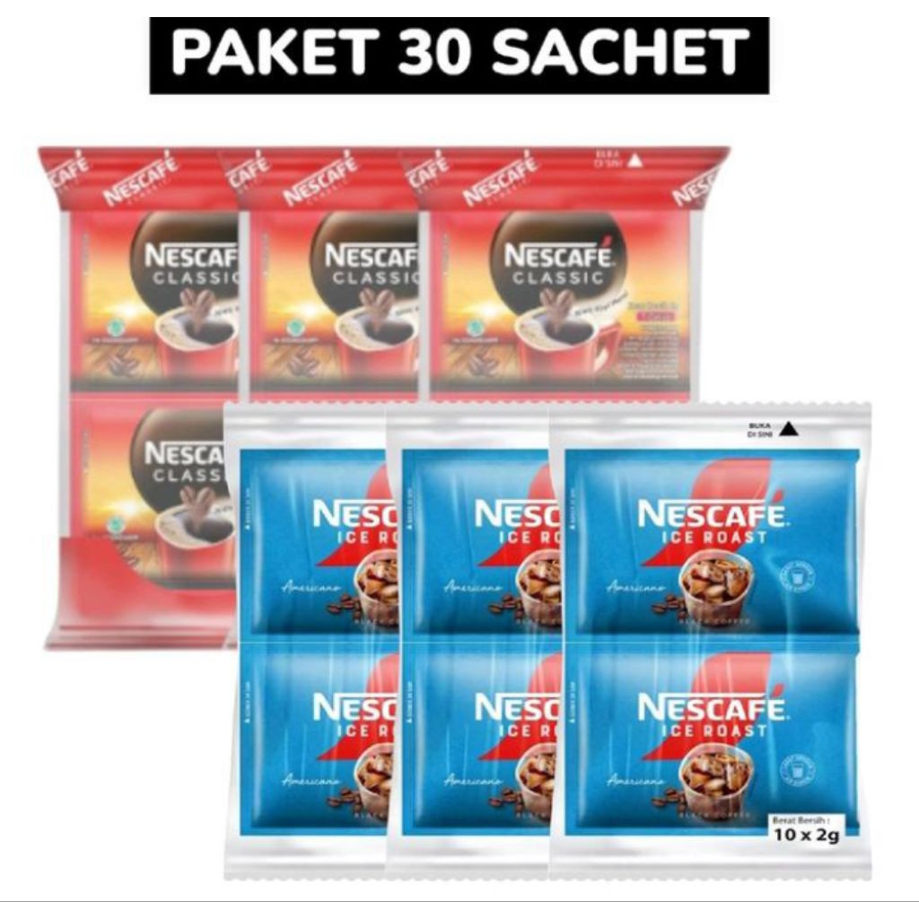 

PAKET HEMAT 6 RENCENG ( NESCAFE ICE ROAS PAKET 30 SACHET MIX NESCAFE CLASSIC PAKET 30 SACHET )