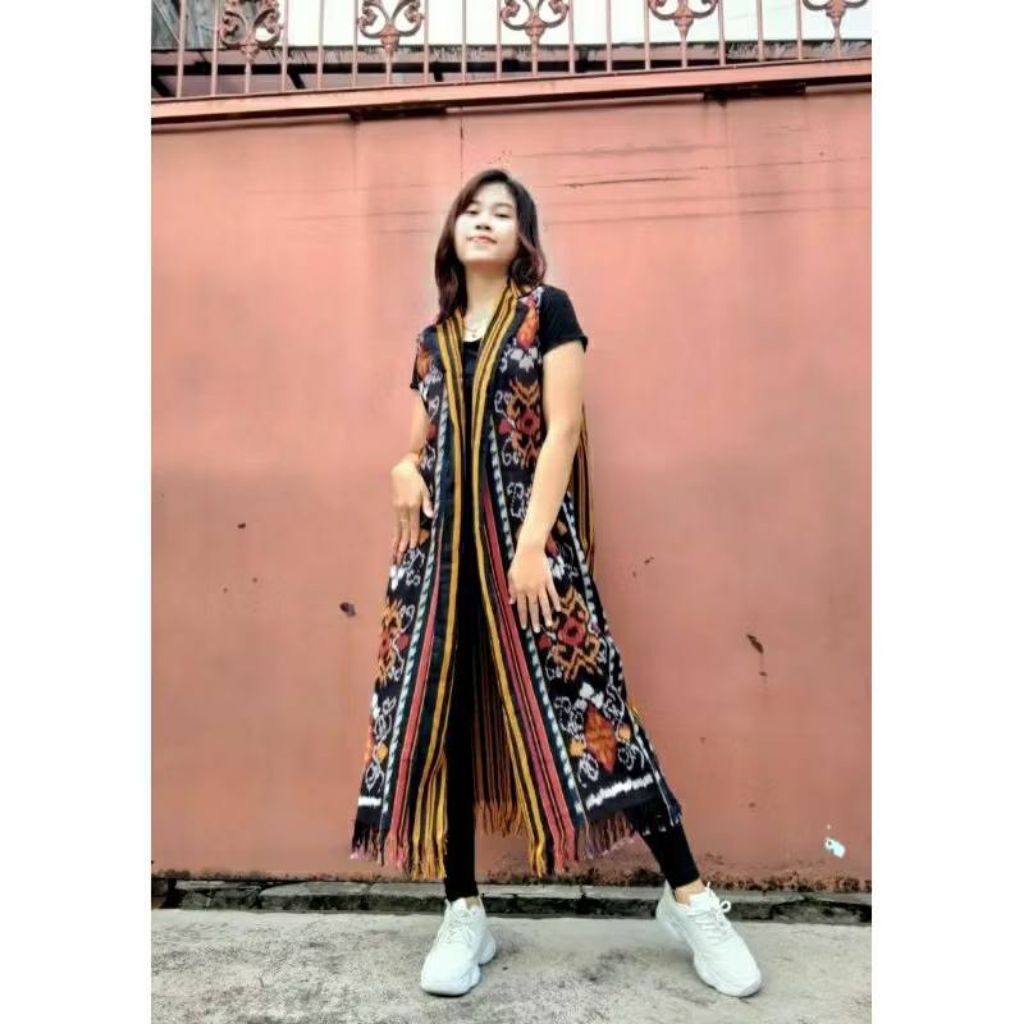 outer tenun panjang terbaru motif Toraja - outer tenun wanita